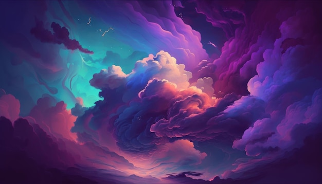 A purple and blue abstract background with a cloud design