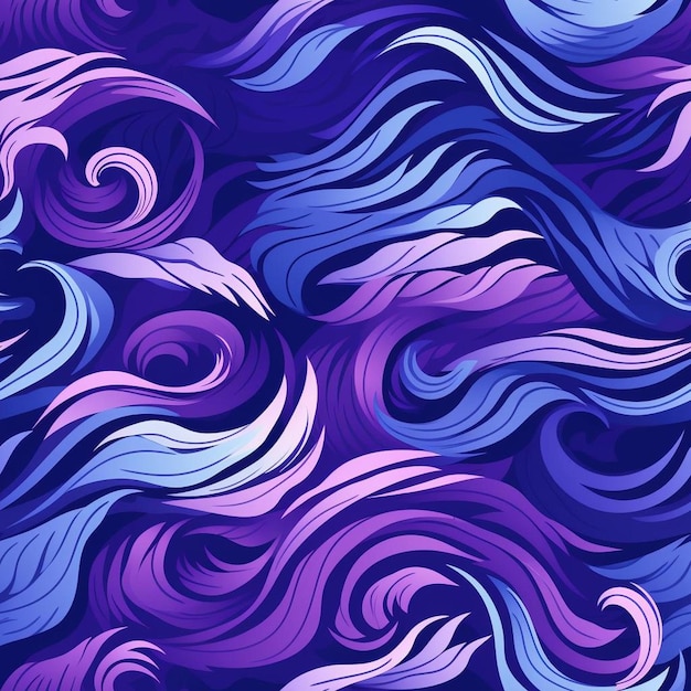 Фиолетовый и синий абстрактный узор с волнами.