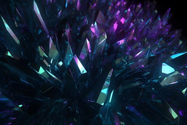 A purple and blue background with a bunch of crystals.