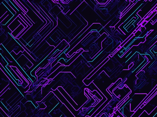 Purple and blue background with a circuit board pattern.