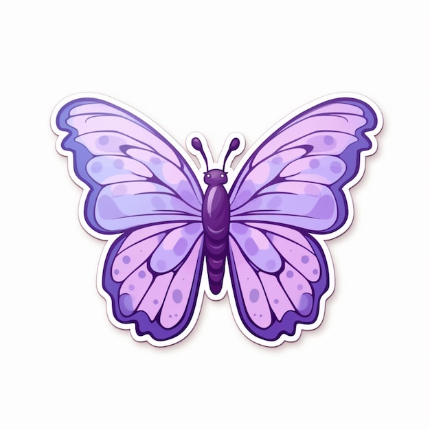 фиолетовая и синяя наклейка бабочки на белом фоне