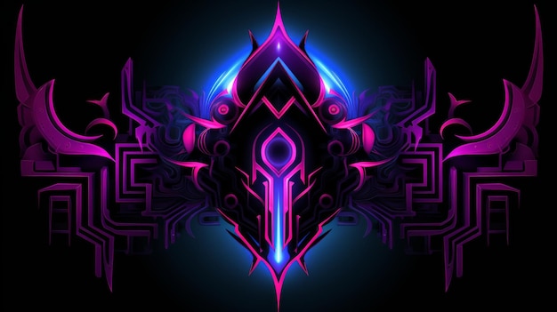 A purple and blue design on a black background