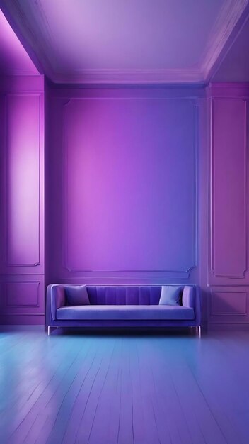 Purple and blue empty room gradient background