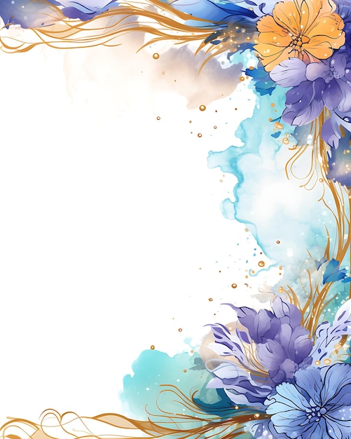 보라색과 파란색 꽃 렌즈 프레임 SVG 디자인