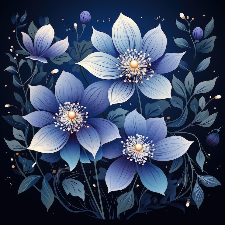 Photo 暗い背景の紫と青の花