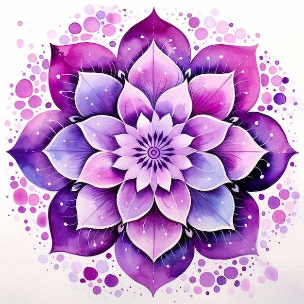 Purple and blue flower with dots on a white background generative ai