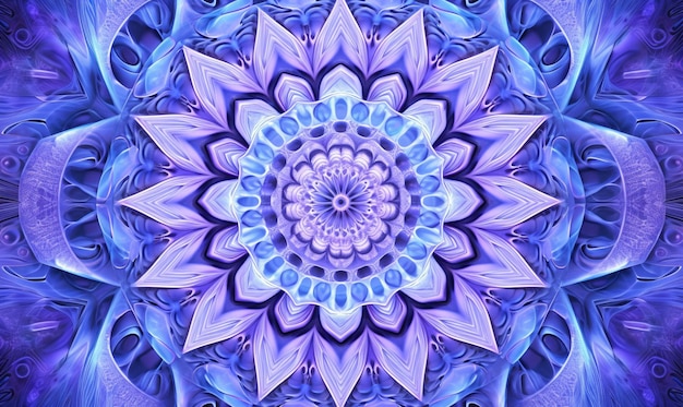 Purple and blue flower with a large center surrounded by smaller blue flowers generative ai