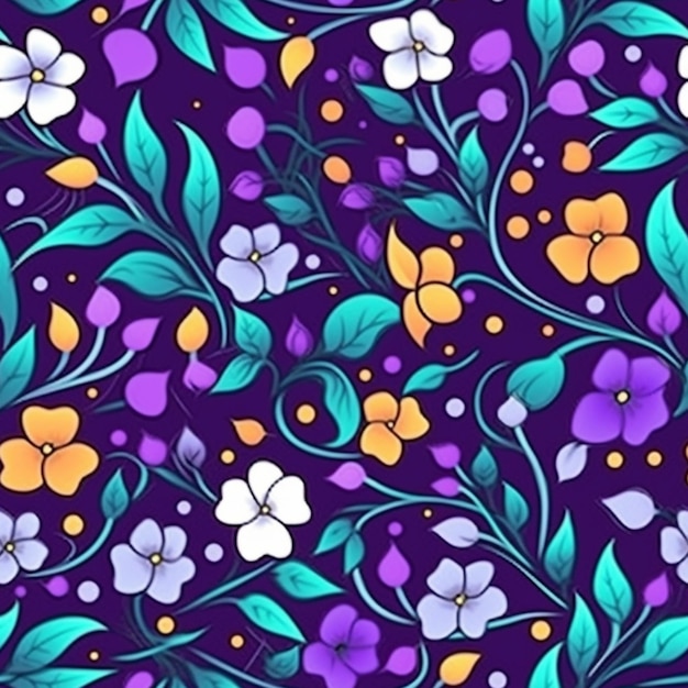Purple and blue flowers on a dark background