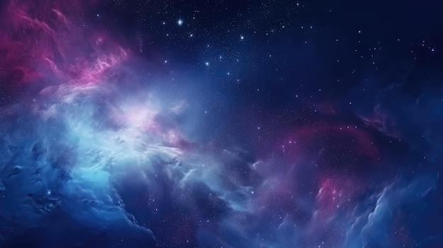 Фиолетовый и синий фон галактики со звездами и словом галактика