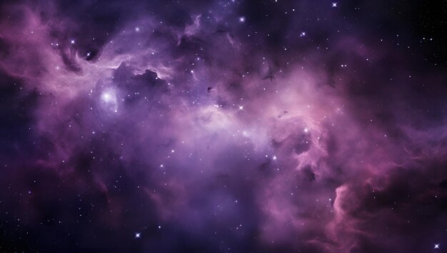 Фиолетовая и синяя галактика со звездами и черным фоном Генеративный ИИ