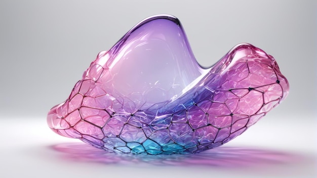 Purple and Blue Glass Sculpture on Table