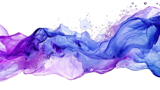 A purple and blue liquid is in the air.