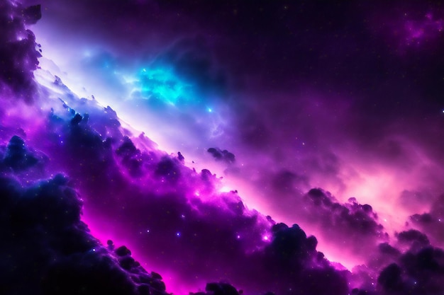 Photo a purple and blue nebula with stars in the background