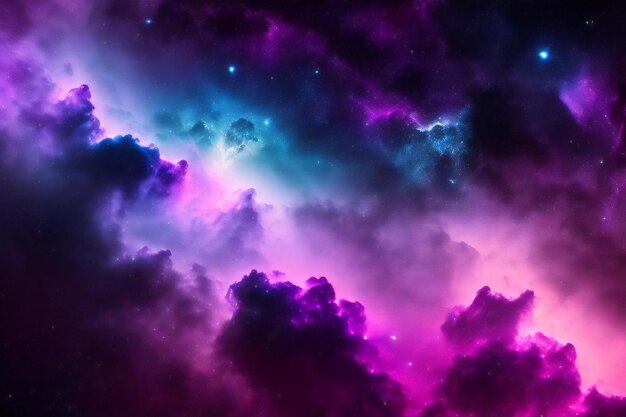 Photo a purple and blue nebula with stars in the background