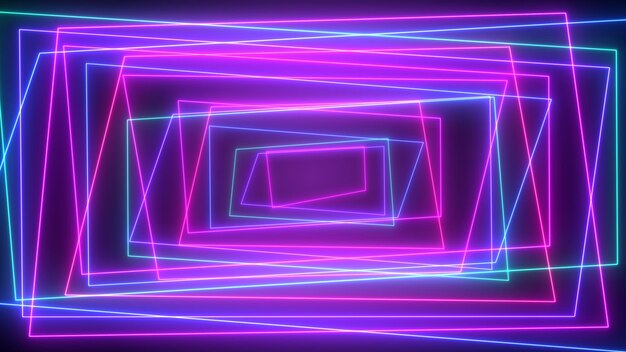 A purple and blue neon background with series of rectangles in the middle