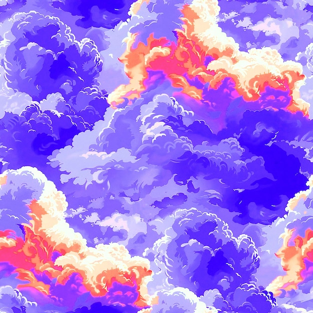 a purple and blue sky with clouds and smoke