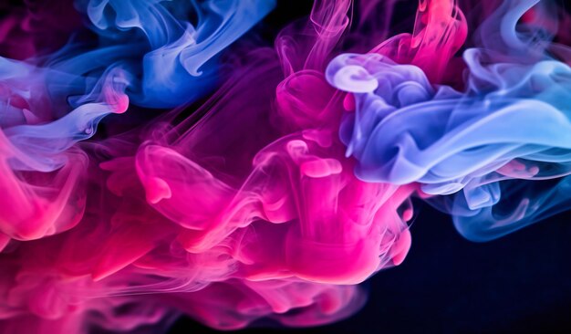 A purple and blue smoke on black background