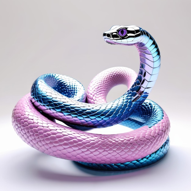 Фиолетово-голубая статуя змеи на столе