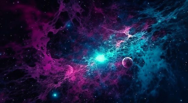 Stelle viola e blu nell'universo