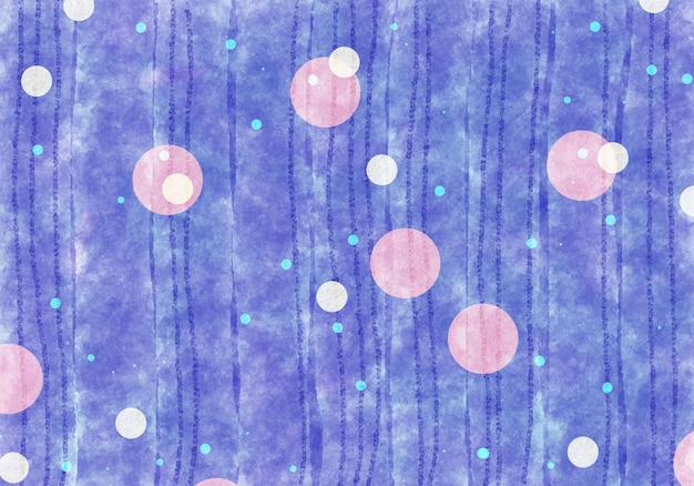 Purple and blue watercolor background with a pink circle and blue stripes