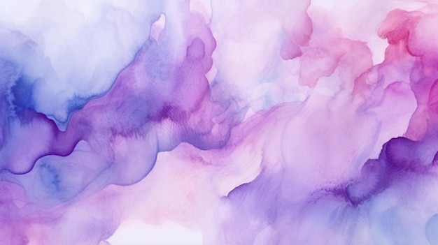 Purple and blue watercolor painting with a white background generative ai