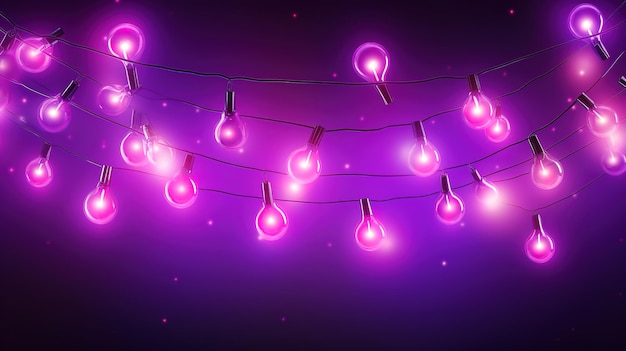 Purple bokeh background with string lights Generative Ai