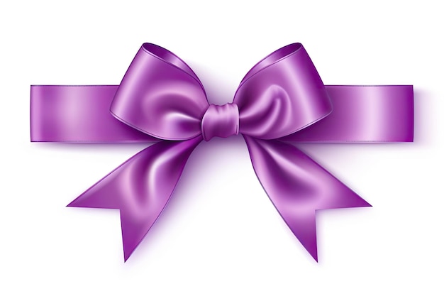 Photo purple bow ribbon isolated on white background