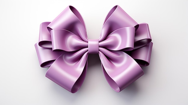 Photo purple bow on a white background generative ai