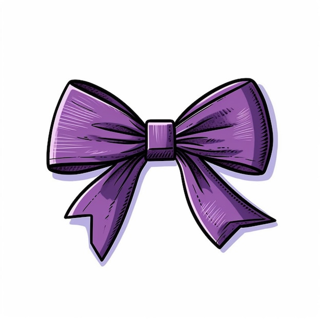 purple bow with a black outline on a white background generative ai
