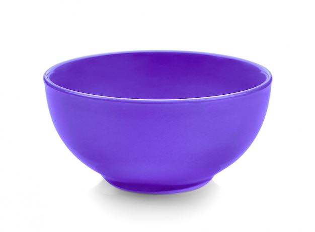 Purple bowl on white space