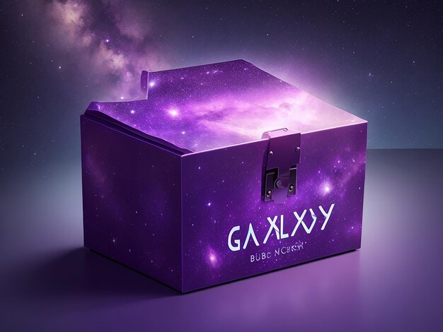 A purple box with the word galaxy on it