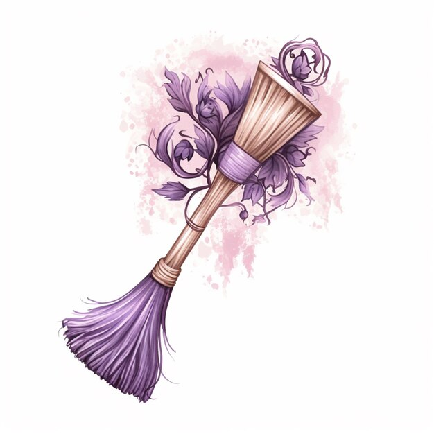 Premium AI Image | purple broom with a purple flower and a purple ...