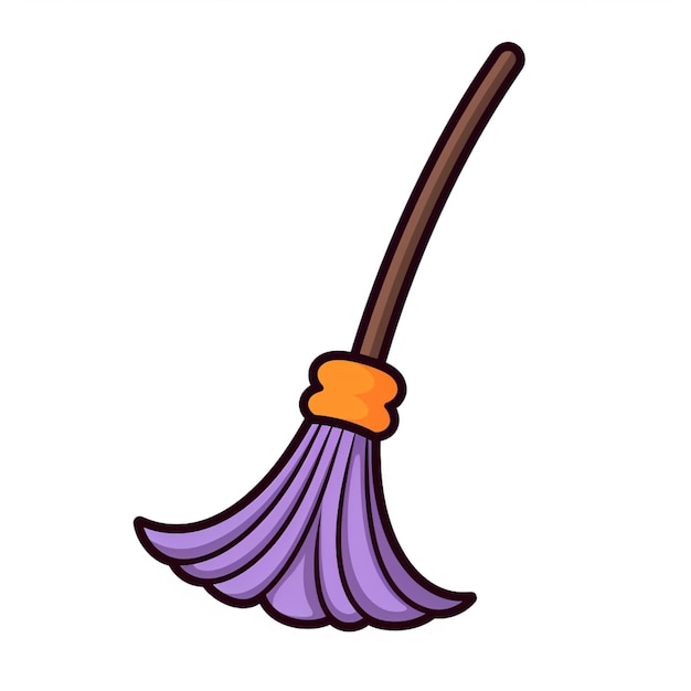 Premium Photo | A purple broom with a wooden handle on a white ...