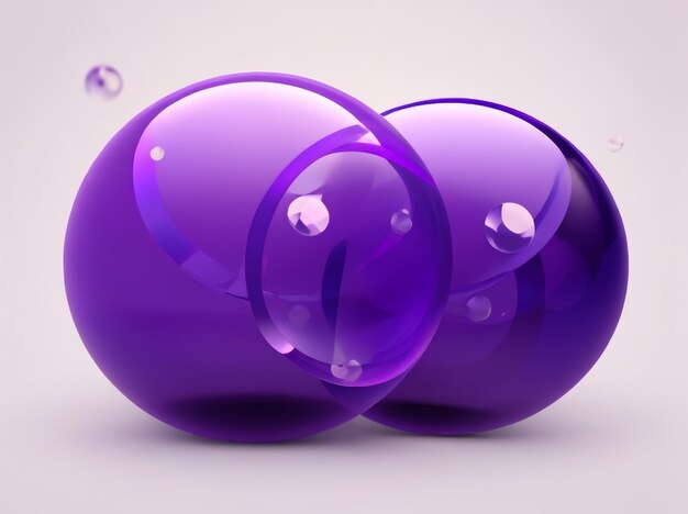 Purple Bubble Duo 3D Rendering of Two Bubble Icons in Technological Style