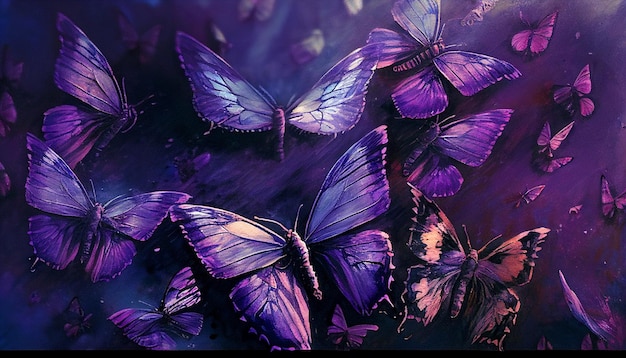 Purple butterflies on a purple background