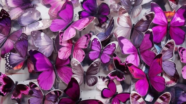 Purple butterflies in the water