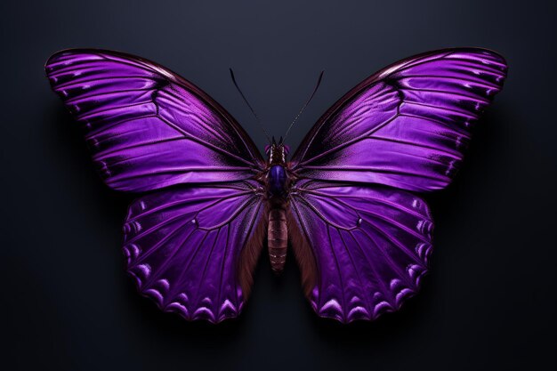 Фото Фиолетовая бабочка на черном фоне