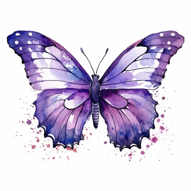 Photo purple butterfly watercolor painting by artist michelle generative ai