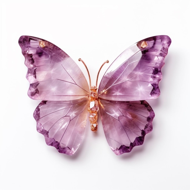 purple butterfly with a gold crown on its wings generative ai