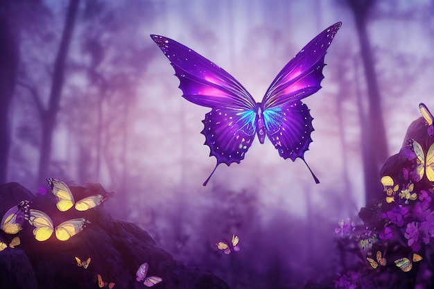 Purple butterfly with stained glass wings