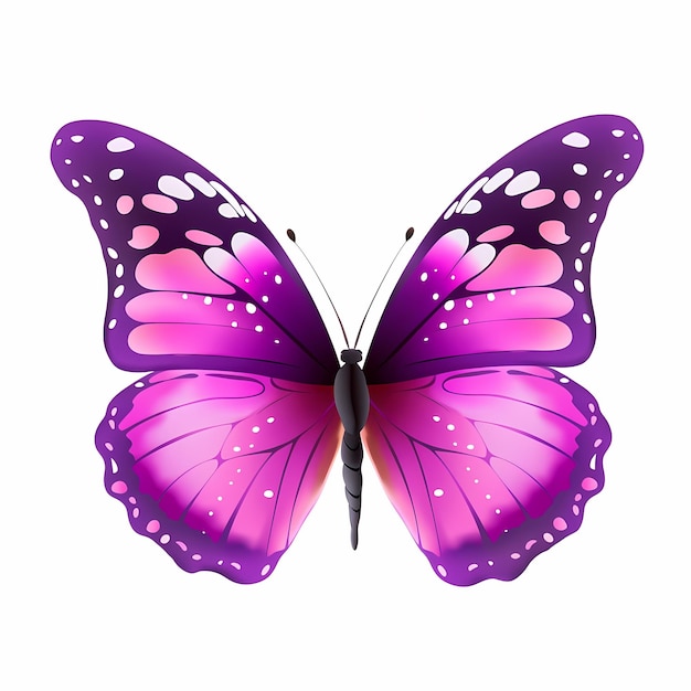 A purple butterfly with white dots on the wings