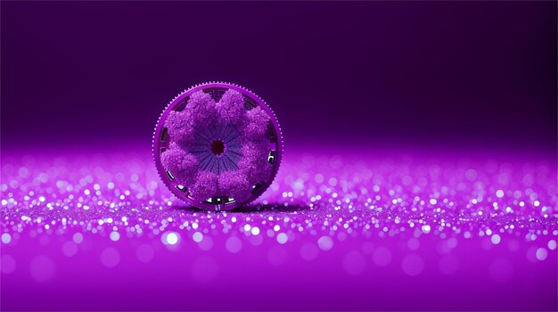 A purple button with a flower on it