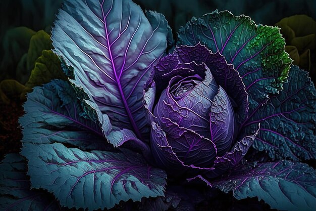 Photo purple cabbage in the garden