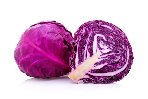 Purple cabbage isolated on white background