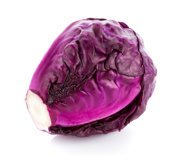 Purple cabbage isolated on white surface