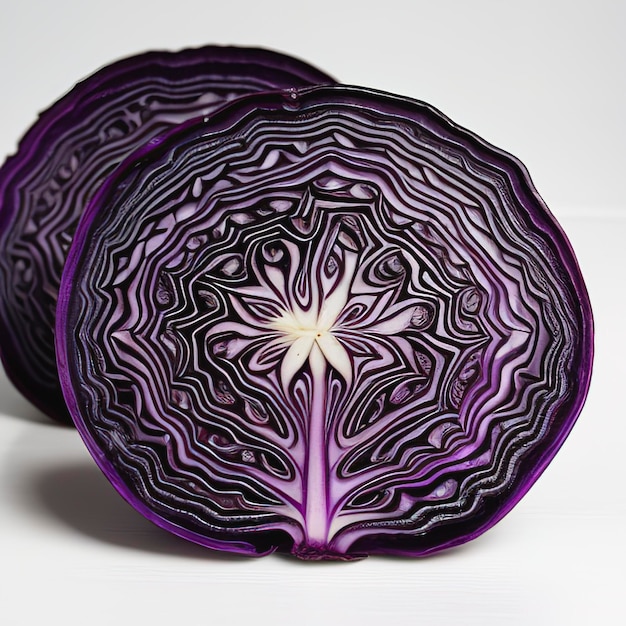 Purple Cabbage slice isolated on white background