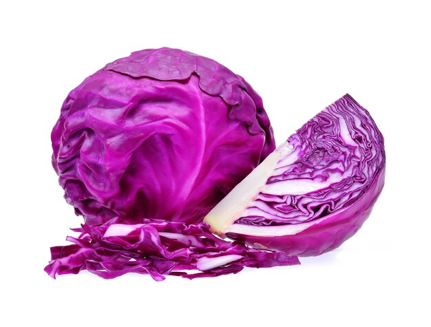 Purple cabbage on white background