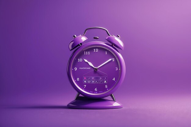 Purple calendar clock search icon reminder notification concept website ui on purple background 3d