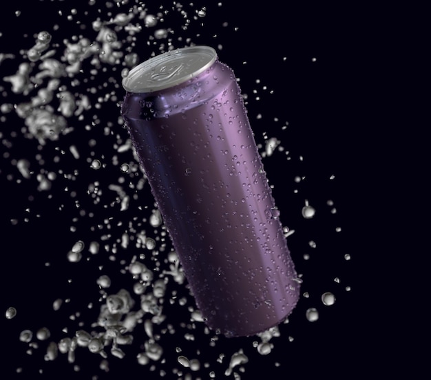 a purple can of soda that has a silver lid