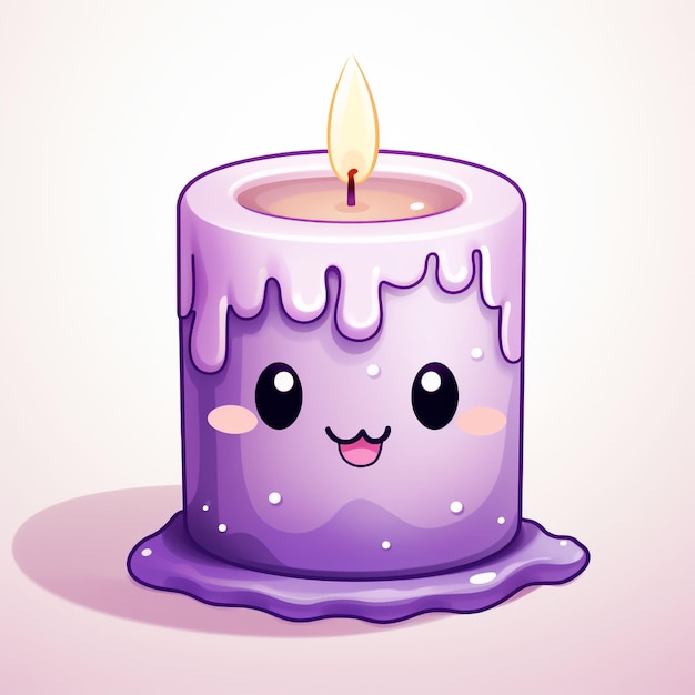 a purple candle with a pink candle on it